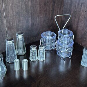 LOT of Tablecraft Salt/Pepper Shaker - Glass Syrup Dispenser